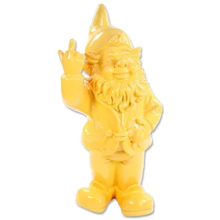 STONE-LITE Figur – Gartenzwerg schenkt dem Finger – 20 cm – Gelb – lustiges Geschenk