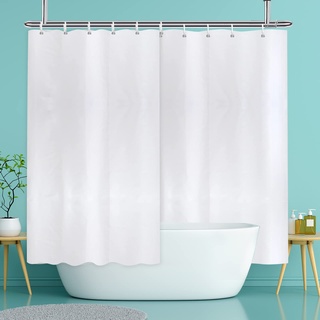 YISURE Duschvorhang Weiß Antischimmel Wasserdicht, Duschvorhänge badewanne Textil mit Magnet maschinenwaschbar mit 20 Metallösen, Breite 300 x Höhe 200cm