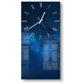 DEQORI Wanduhr 'Nächtlicher Sternenhimmel' (Glas Glasuhr modern Wand Uhr Design Küchenuhr) blau