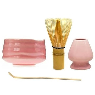 RAEF Japanische Keramik glänzend rosa Matcha-Schüssel Macha-Tee-Schneebesen Chawan Chasen-Halter Schaufelsieb Tasse Zeremonie Geschenkset Geburtstagsgeschenke