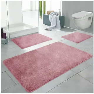 LindenBerg Badematte Badvorleger mit Mikrofaser - Badezimmer Teppich, Höhe 5 mm, rutschhemmend beschichtet, Waschbar, Pflegeleicht, Polyester, Rechteckig, 50 x 55 cm, 50 x 55 cm, 50 x 80 cm, 60 x 100 cm, 70 x 120 cm rosa 50 x 55 cm