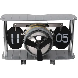 Jooehyer Retro Flugzeug Flip Clock mit 304 Edelstahl - Schreibtisch Flip Clock Vintage Design für Büro, Zuhause
