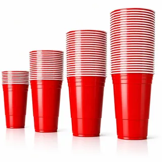 Everhomely Partybecher 473 ml / 16 oz – wiederverwendbare Beer Pong Becher, Red Cups extra stark, rote Plastikbecher für Bierpong, Partys, Camping, JGA, Festivals