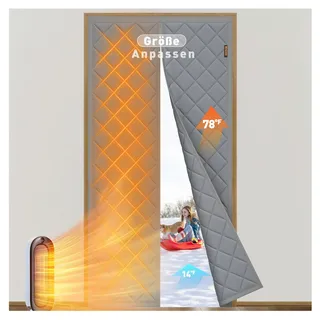 MAGZO Maßgeschneiderte Thermo Türvorhang 141-170 cm Breite, Winddichte Wärmeschutzvorhang Energieeinsparung Kälteschutz Thermovorhang