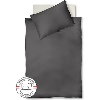 Fleuresse, Bettwäsche, Satin Bettwäsche Royal Uni 140x220cm Anthrazit (Bettwäsche Set, 140 x 220 cm)