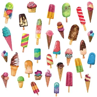 Sommer Eis Fensteraufkleber Kleines Frisches Eis Kinderzimmer Dessert Wandtattoo Pvc Wanddekoration