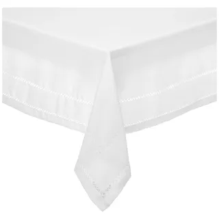 Violet Linen Saumstich, Bestickt, Vintage-Design rechteckige Tischdecke, Baumwolle Polyester, Weiss/opulenter Garten, 60 in x 84 in