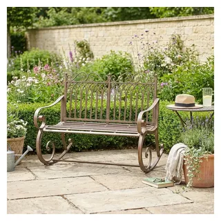 Antikas Dekokissen Gartenbank Schaukelbank Eisen braun lackiert im Vintage-Stil, H.90 cm braun