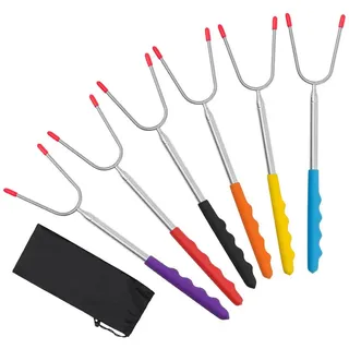 FOUORTUNATE-BEE Grillspieß 6 Stück Grillspieße Teleskop Grillspieße Edelstahl Ausziehbar (Grillbesteck Set für Camping Grill, 6-St)
