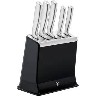 Tefal EverSharp Pro 5-teiliges Messer-Set mit selbstschärfendem Messerblock, patentierte Schärftechnologie, deutscher rostfreier Edelstahl, Schwarz, K2976S04