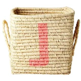 RICE Raffia Buchstaben Korb ABC, L20 x B20 x H20cm, natur, J