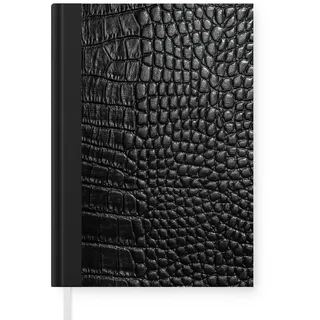 MuchoWow Notizbuch Leder - Textur - Schwarz - Grau, Notebook, Notizblock a5, Tagebuch, Journal Liniert schwarz