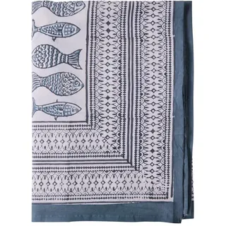 Dekotuch Für Sofa Aus Baumwolle, Maritimes Design, Grau-weiß, Simius