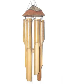 Bambus Windspiel mit Kokoshaar längstes Rohr 50 cm Garten-Deko Bambus-Klangspiel mit harmonischem Ton und warmem Klang Feng Shui