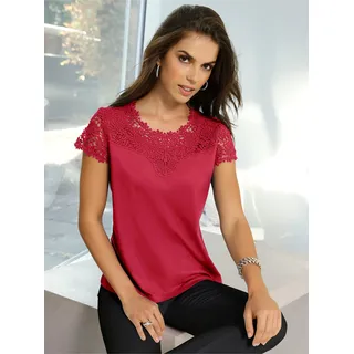 Spitzenshirt LADY "Shirt", Damen, Gr. 36, rot, 50% Baumwolle, 50% Modal, Spitze:100% Polyester, unifarben, Rundhals, Shirts