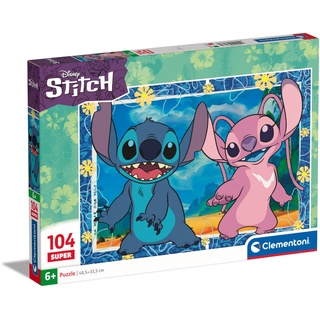 Disney Stitch Puzzle mit 104 Super-Teilen für Kinder ab 6 Jahren, buntes Kinderpuzzle mit besonderer Leuchtkraft, 27573 von Clementoni