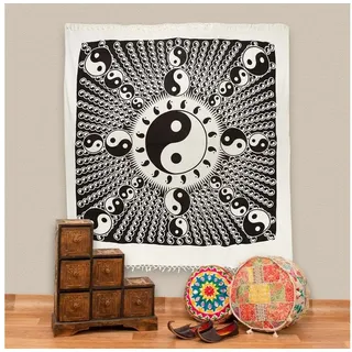KUNST UND MAGIE Wandteppich Ying& Yang Dekotuch Große Tagesdecke Wandbehang Tuch ca. 210 x 240cm bunt