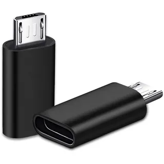 USB C auf Micro USB Adapter, Micro USB (Stecker) auf USB-C (Buchse) Adapter | 2 Stück, Kompatibel mit Samsung Galaxy S7/S6/S5/S4/S3, Note 5/4/3, Android-Telefonen und MicroUSB-Geräten (Schwarz)
