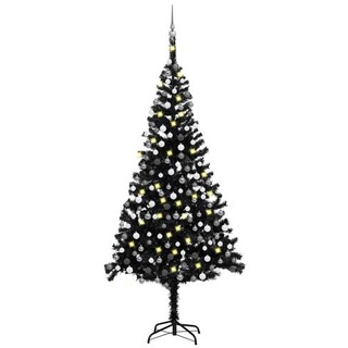 vidaXL Künstlicher Weihnachtsbaum Beleuchtung & Kugeln Schwarz 240 cm