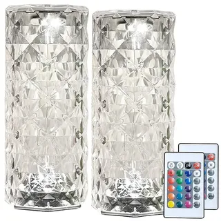 Lunartec LED-Kristall-Akku-Tischlampen RGBW 2 St.