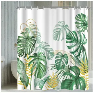 LuxusKollektion Duschvorhang Duschvorhang 240x200 Polyester Goldrandige Bambusblätter 240 x 200 cm bunt