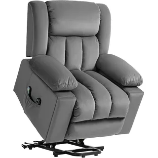 Homcom Fernsehsessel mit Aufstehhilfe elektrisch 90 x 102 x 97 cm Silber mit Massagefunktion