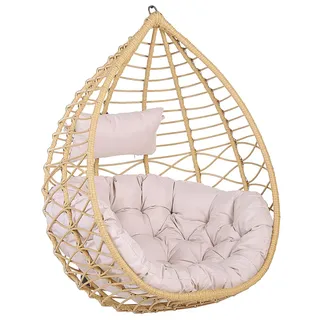 Moderner Hängekorbsessel Rattan ohne Gestell inkl. Kissen Beige Arsita