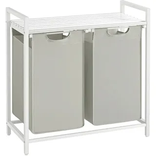 VASAGLE Wäschekorb 2 Fächer 33 cm x 73 cm x 72 cm Weiß 92,