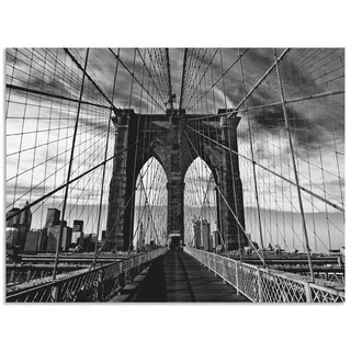 Wandbild ARTLAND "Brooklyn Bridge - schwarz/weiss" Bilder Gr. B/H: 80 cm x 60 cm, Alu-Dibond-Druck Brücken Querformat, 1 St., schwarz Kunstdrucke als Alubild, Outdoorbild, Leinwandbild, Poster in verschied. Größen