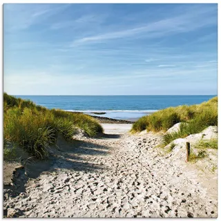 ARTland Wanddeko Glasbilder Wandbild Glas Bild einteilig Quadratisch Strand Meer Küste Nordsee Sand Dünen Natur Landschaft Maritim T9EX
