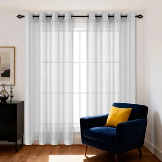 JIAFANG Stores Gardinen mit Ösen Kurz 230 x 150 cm Gardinen Modern Schlaufenschal Ösenschal Transparent Wohnzimmer Modern Und Langlebig für Wohnzimmer Schlafzimmer Kinderzimmer, Hellgrau