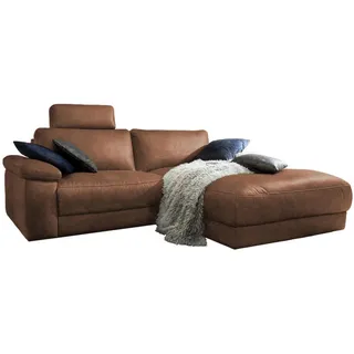 KAWOLA Ecksofa Lola Leder Recamiere rechts braun