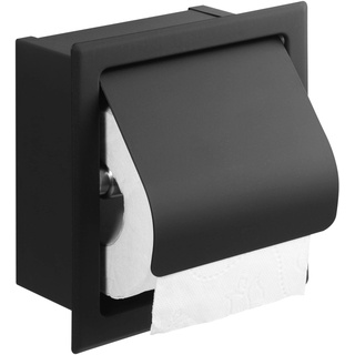 Saqu Essential Unterputz Toilettenpapierhalter - Eleganter WC-Papierhalter - Verdeckte Montage - Matt Schwarz