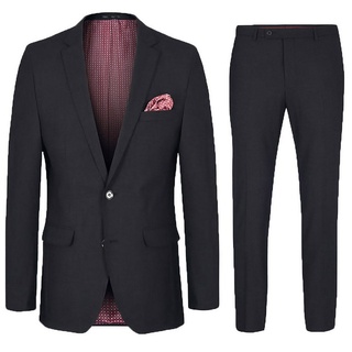 Paul Malone Anzug Herrenanzug modern slim fit Anzug für Männer - stretch (Set, 2-tlg., Sakko mit Hose) schwarz 40