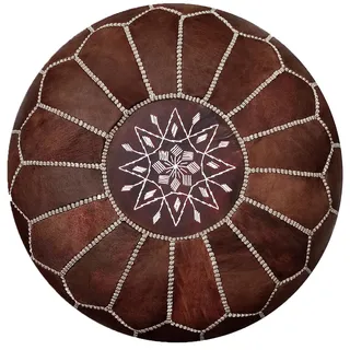 ALMADIH marokkanische Echtleder Sitzkissen BV gefüllt geliefert Robustes Leder Traditionelle Handarbeit orientalische Ottoman Sitzsack Sitzpouf Bodenkissen Fußhocker Lederkissen (Pouf Vintage braun)