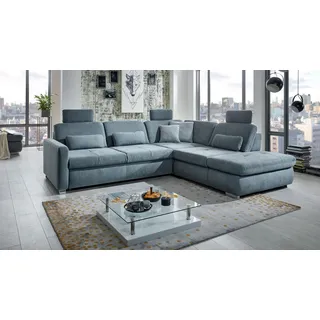 Ecksofa Wohnlandschaft Polsterecke MP-IN19087 Stoff steel Sitztiefenverstellung