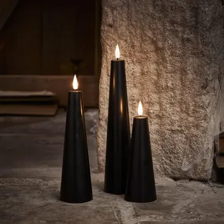 Lights4fun TruGlow LED Kerzen 3 St. schwarz