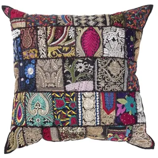Casa Moro Orientalisches Patchwork Kissen MAR Schwarz 40x40 cm mit Füllung Stickerei & Pailletten Boho Chic Deko-Kissen Couchkissen Sofa-Kissen & Geschenk-Idee Muttertag Ostern Geburtstag MA8303