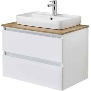 Pelipal Waschtischunterschrank Quickset 360 mit Waschbecken in Weiß Glanz, 78 cm breit | Waschplatz mit 2 Schubkästen