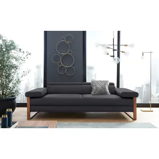 W.Schillig Couch Leder 3-Sitzer Grau