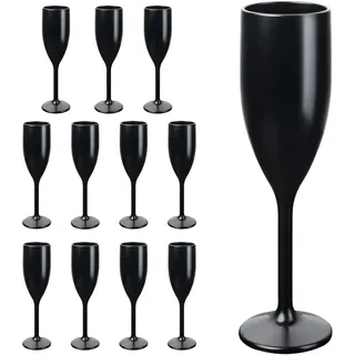Schramm® Mehrweg Sektgläser in schwarz wählbar 6, 12, 24 oder 48 Stück 150 ml Champagner Glas Sektflöten Sektkelch Stielglas Champagner Gläser Fassungsvermögen, Größe:12 Stück