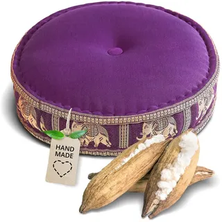 livasia Meditationskissen Zafukissen groß (Deluxe) - 45x15cm, Kapok, vegan, handgefertigt lila