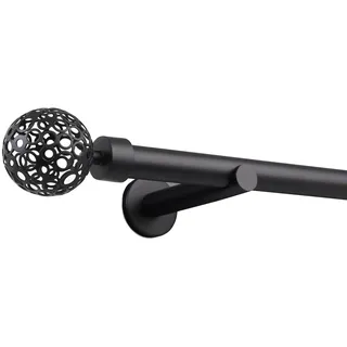 deco-raum Vorhangstange Kugel 1-läufig Ø 25 mm 200 cm Schwarz