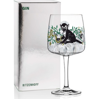 RITZENHOFF Gin Ginglas von Karin Rytter (King Of Monkeys), aus Kristallglas, 700 ml, mit echtem Platin, 3450001