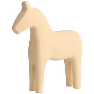 Garneck Vintage Dalapferd Aus Holz – Handgefertigte Schwedische Holzpferd Figur Als Deko Für Wohnzimmer - Schlafzimmer Oder Kinderzimmer – Beige - Skandinavisches Design 20 cm
