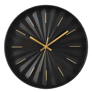 Wanduhr Uhr Küchenuhr ohne Ziffern schwarz gold Batteriebetrieben D 30,5 cm