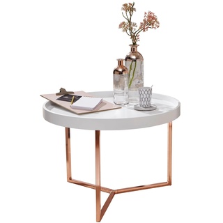 FineBuy Couchtisch JESI Sofatisch rund Tabletttisch Beistelltisch Retro Metall