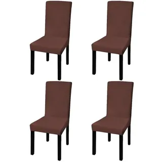 furnicato Stuhlhusse Braune Stuhlhussen 46-55 cm Rückenlehnenhöhe, 38-45 cm Breite, 4er, Knitterfreie Stuhlbezüge aus dehnbarem Stoff, waschbar bei 40° C braun