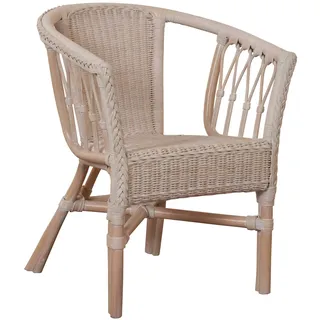 korb.outlet Stapelbarer Rattansessel, Rattanstuhl/Bistro-Sessel Balkonsessel in der Farbe Vintage Weiss