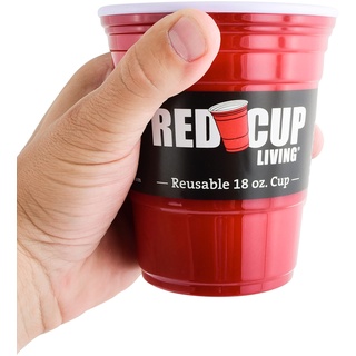 Red Cup Living Wohnwiederverwendbare Red Plastic Cups - 18 Unzen - Party - Cups für Bier und Soda - Extra Stabile Big Red Cups - BPA - frei und abwaschbar - Die Ideal Große Plastikbecher für Partys, BBQ und Camping